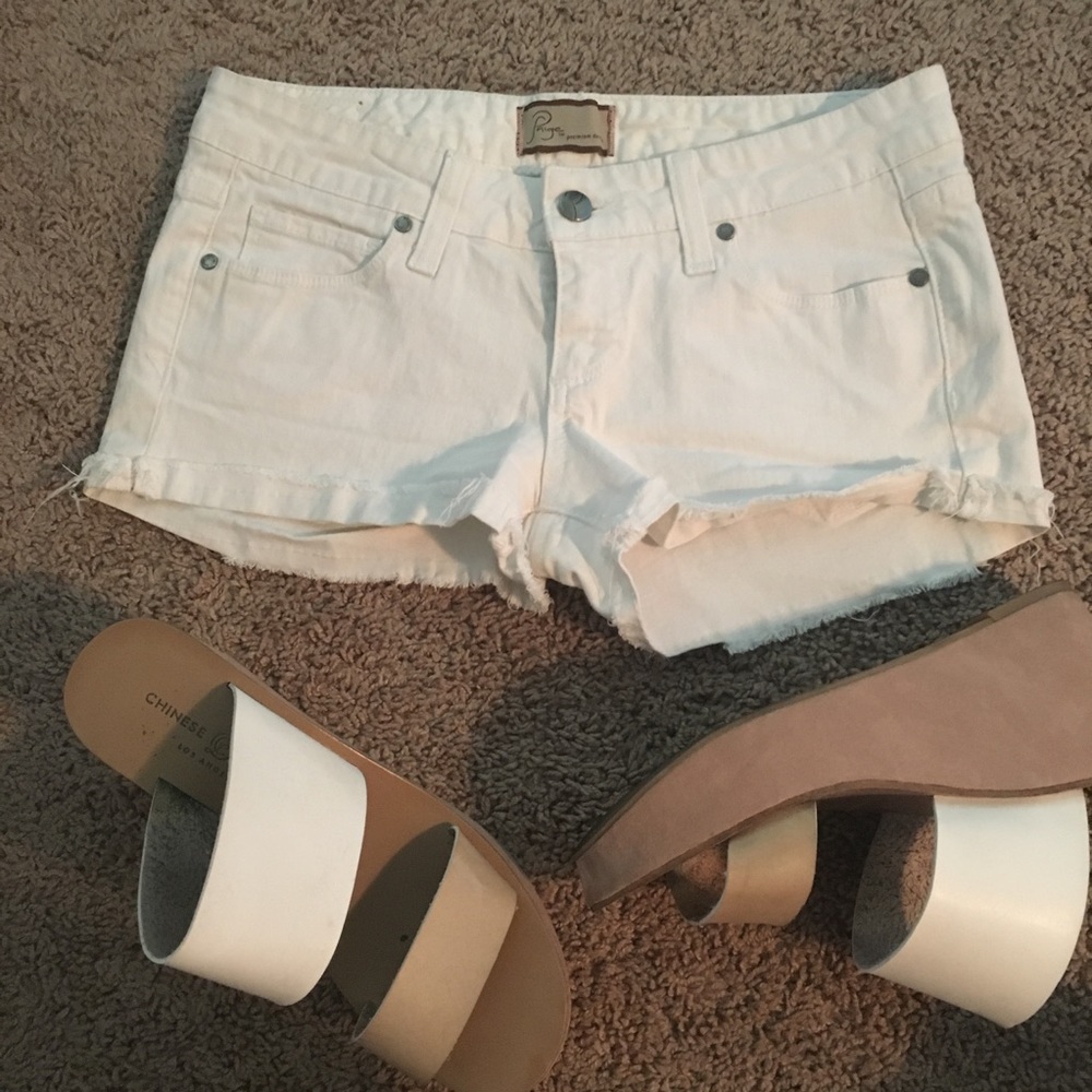 Like New Paige white jean shorts